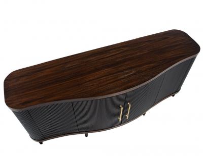 Modern Walnut Fluted Tambour Sideboard Credenza