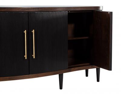 Modern Walnut Fluted Tambour Sideboard Credenza