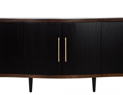 Modern Walnut Fluted Tambour Sideboard Credenza