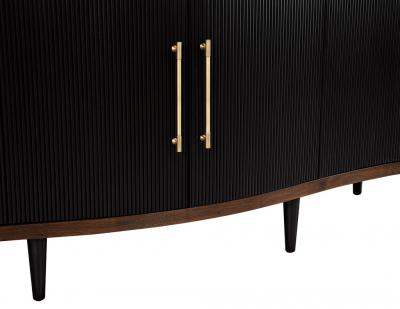 Modern Walnut Fluted Tambour Sideboard Credenza