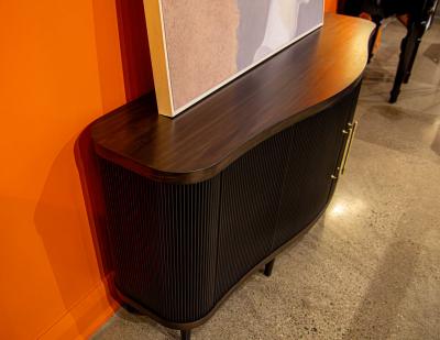 Modern Walnut Fluted Tambour Sideboard Credenza