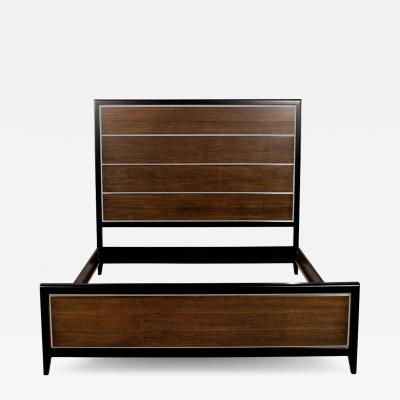 Modern Walnut Stainless Steel King Size Bed