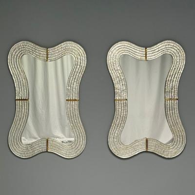 Modern Wavy Wall Mirror Murano Glass Silver Leaf Brass Italy 21st C 