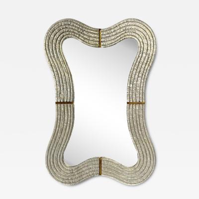 Modern Wavy Wall Mirror Murano Glass Silver Leaf Brass Italy 21st C 