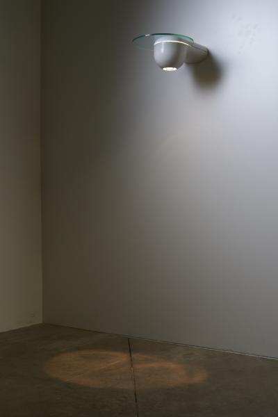 Modern White Cast Iron and Glass Disc Downlight Wall Sconce 1980s