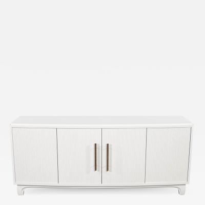 Modern White Lacquered Sideboard Cabinet with Reeded Doors