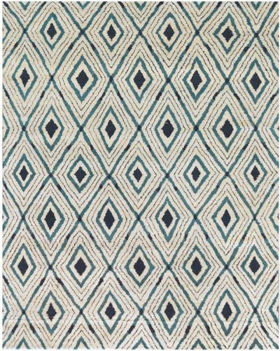 Modern Wool Diamond Pattern Handwoven Rug