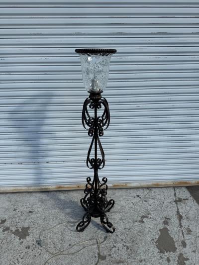 Modern Wrought Iron Floor Lamp with Blownglass shade
