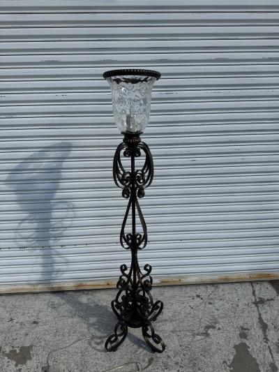 Modern Wrought Iron Floor Lamp with Blownglass shade