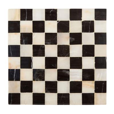 Modern black marble and onyx chessboard