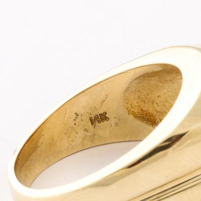 Modernist 14K Gold Citrine Ring with Fluted Motif