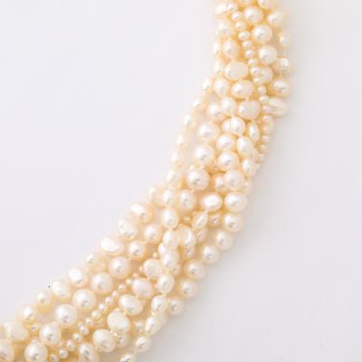 Modernist 14k Gold Cultured Pearl Necklace w Cabochon Gems signed Willis