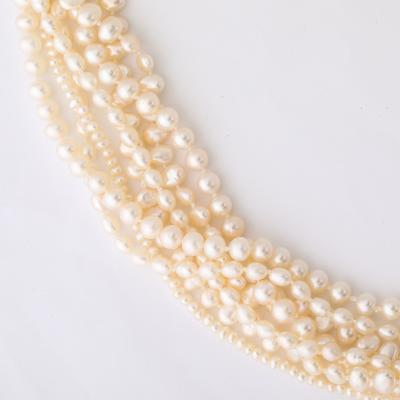 Modernist 14k Gold Cultured Pearl Necklace w Cabochon Gems signed Willis