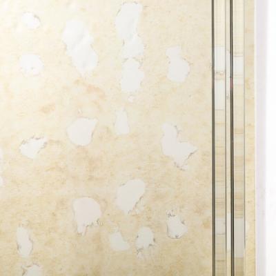 Modernist Antiqued Mirror With Glass Rods Rectilinear Nickel Fittings