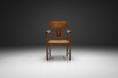 Modernist Armchair with Woven Seat The Netherlands early 20th Century