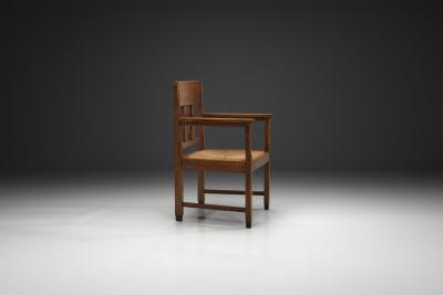 Modernist Armchair with Woven Seat The Netherlands early 20th Century