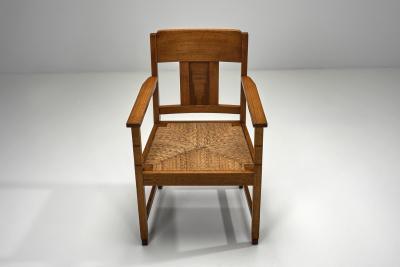 Modernist Armchair with Woven Seat The Netherlands early 20th Century