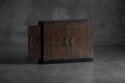 Modernist Art Deco Oak Cabinet France 1940s