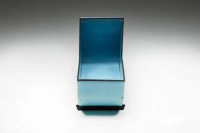 Modernist Blue Circular Wooden Cradle Netherlands 1930s