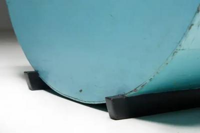 Modernist Blue Circular Wooden Cradle Netherlands 1930s