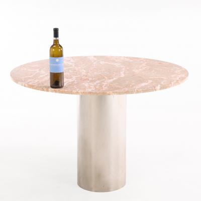 Modernist Breccia Oniciata Marble Round Dining Table Attributed to Breuton