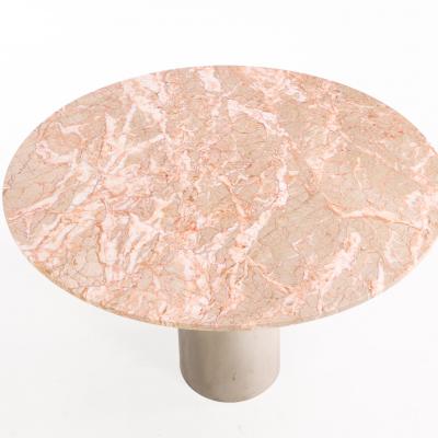 Modernist Breccia Oniciata Marble Round Dining Table Attributed to Breuton