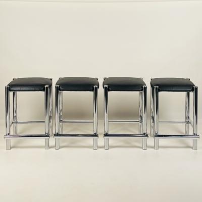 Modernist Cal Style Chrome Counter Stools Set of 4