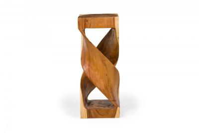 Modernist Carved Wooden Pedestal Table