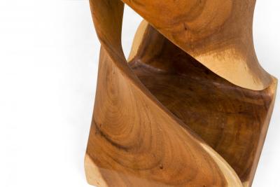Modernist Carved Wooden Pedestal Table