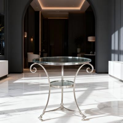 Modernist Chromed and Mirrored Gueridon Side Table