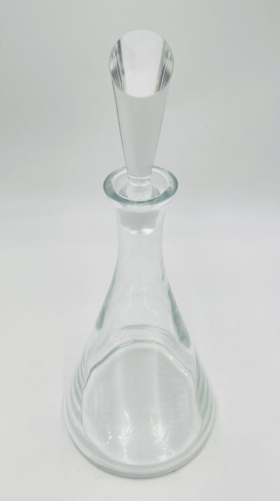 Modernist Clear Crystal Decanter w Sculptural Stopper Minimalist Barware