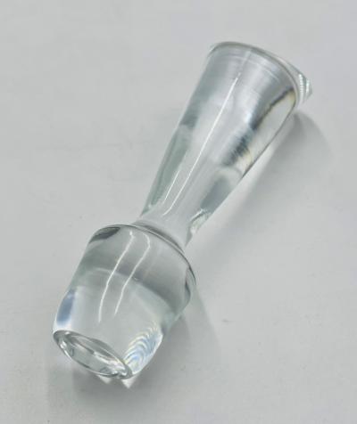 Modernist Clear Crystal Decanter w Sculptural Stopper Minimalist Barware