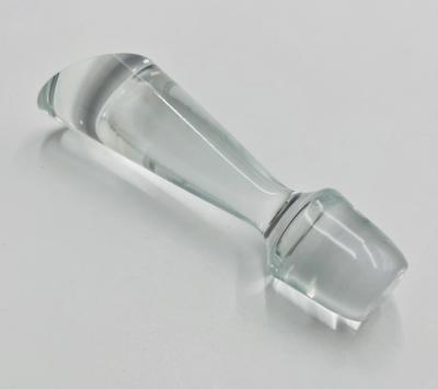 Modernist Clear Crystal Decanter w Sculptural Stopper Minimalist Barware