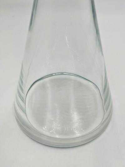 Modernist Clear Crystal Decanter w Sculptural Stopper Minimalist Barware