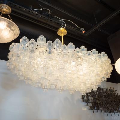 Modernist Custom Oblong Barbell Chandelier in Opalescent Hand Blown Murano Glass