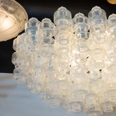 Modernist Custom Oblong Barbell Chandelier in Opalescent Hand Blown Murano Glass