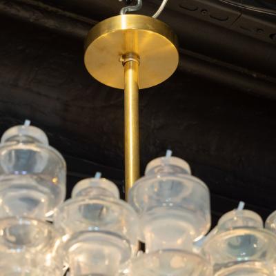 Modernist Custom Oblong Barbell Chandelier in Opalescent Hand Blown Murano Glass