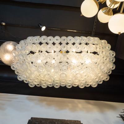 Modernist Custom Oblong Barbell Chandelier in Opalescent Hand Blown Murano Glass