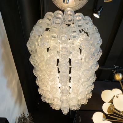 Modernist Custom Oblong Barbell Chandelier in Opalescent Hand Blown Murano Glass