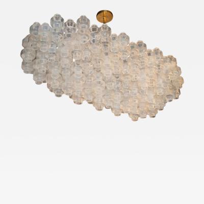 Modernist Custom Oblong Barbell Chandelier in Opalescent Hand Blown Murano Glass