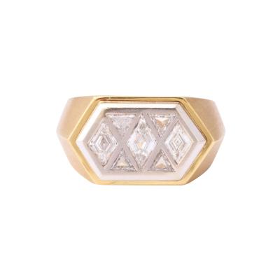 Modernist Diamond and 18 k Gold Ring