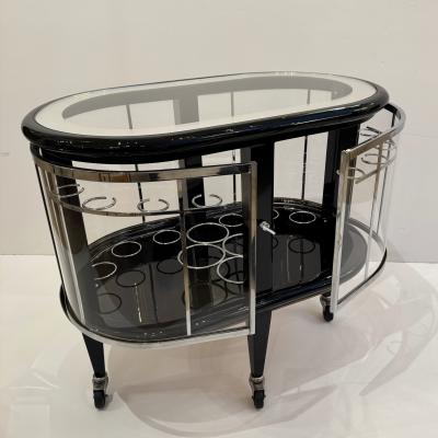 Modernist Ebonized Bar Cart Italy 1950s