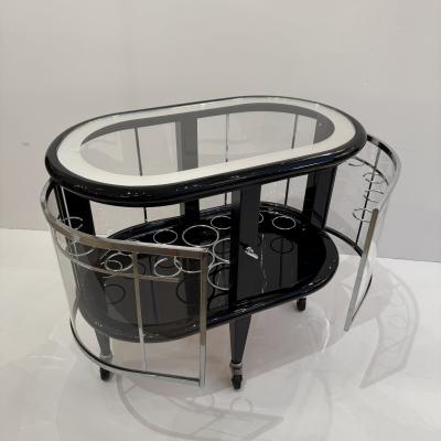 Modernist Ebonized Bar Cart Italy 1950s