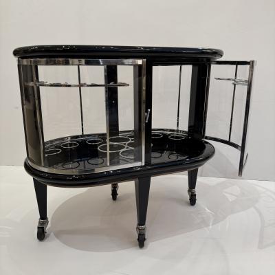 Modernist Ebonized Bar Cart Italy 1950s