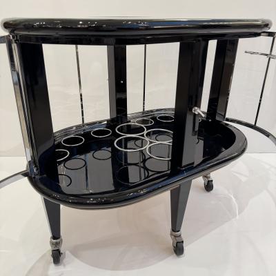 Modernist Ebonized Bar Cart Italy 1950s