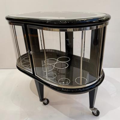 Modernist Ebonized Bar Cart Italy 1950s