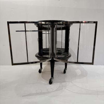 Modernist Ebonized Bar Cart Italy 1950s
