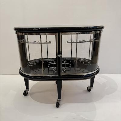 Modernist Ebonized Bar Cart Italy 1950s