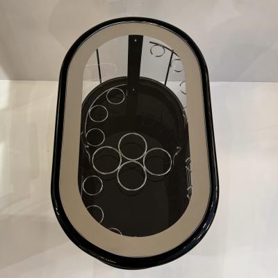 Modernist Ebonized Bar Cart Italy 1950s
