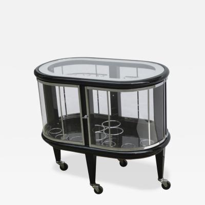 Modernist Ebonized Bar Cart Italy 1950s